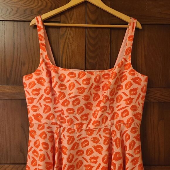 Brandon Maxwell Lip Print Silk A-line Maxi Dress - Picture 4 of 16